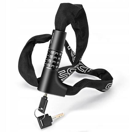 Zapięcie rowerowe Rockbros czarne łańcuch z zamkiem szyfrowym i kluczowym 95cm