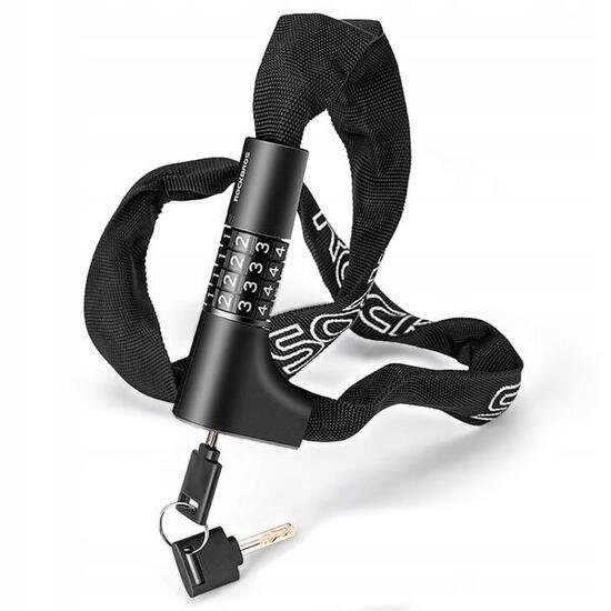 Zapięcie rowerowe Rockbros czarne łańcuch z zamkiem szyfrowym i kluczowym 95cm