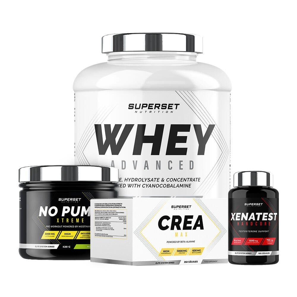 SUPERSET NUTRITION Expertprogramma voor droge spiergroei | Wei-eiwit | Creatine | Pre-workout