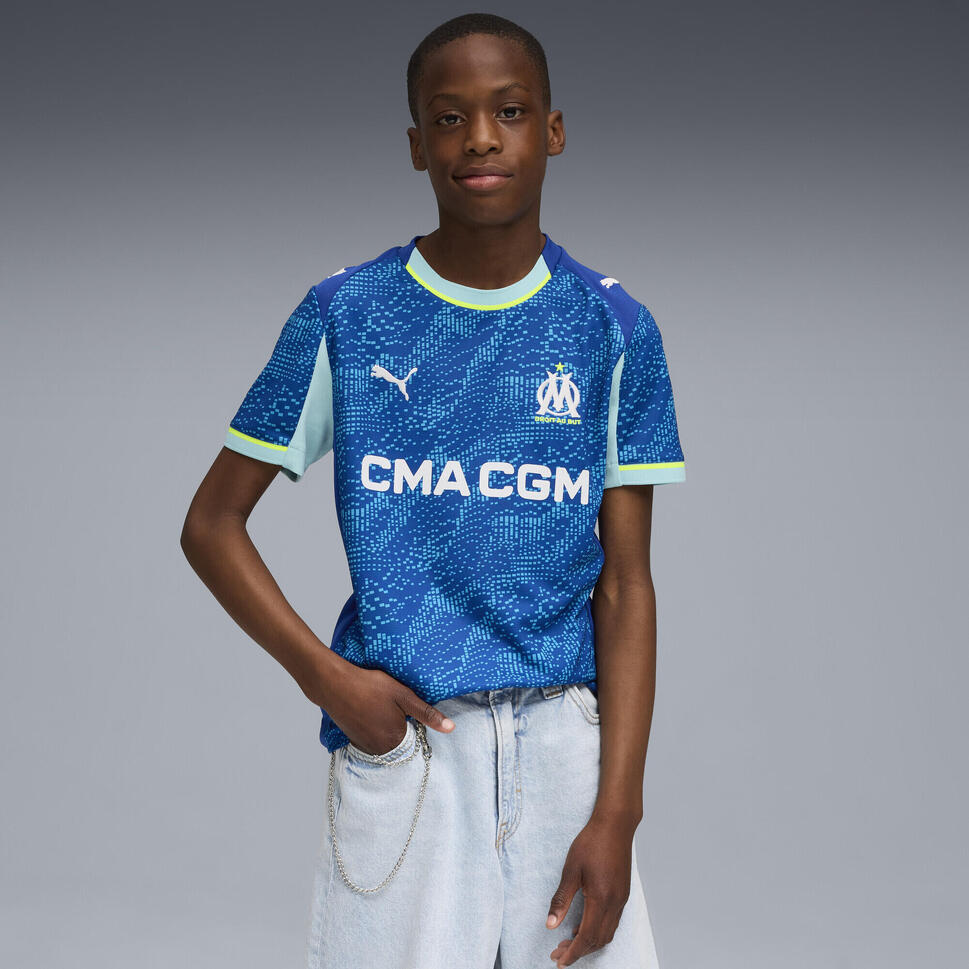 Młodzieżowa trzecia koszulka Olympique Marsylia 25/26 PUMA Vivid Blue Bleu Azur