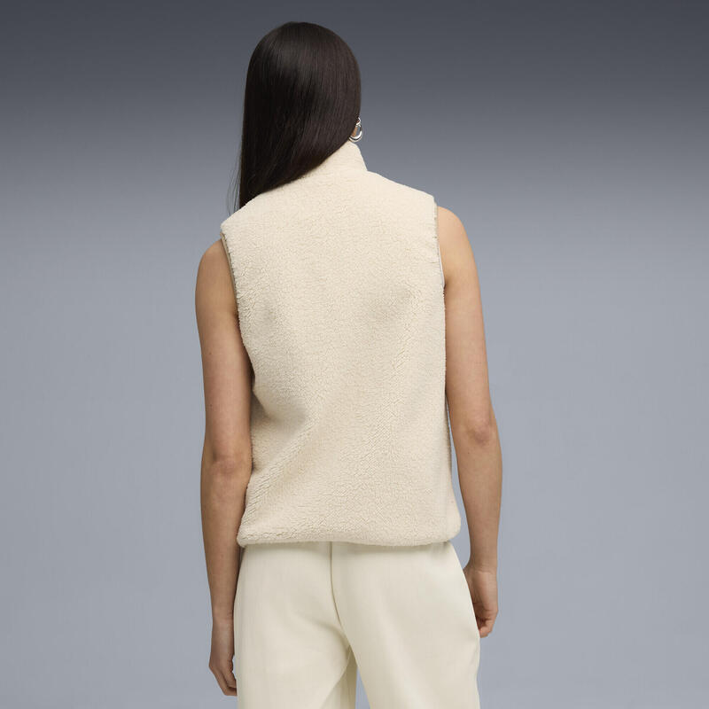 Geacă alergare femei reversibilă fleece Hybrid Sherpa, alb PUMA
