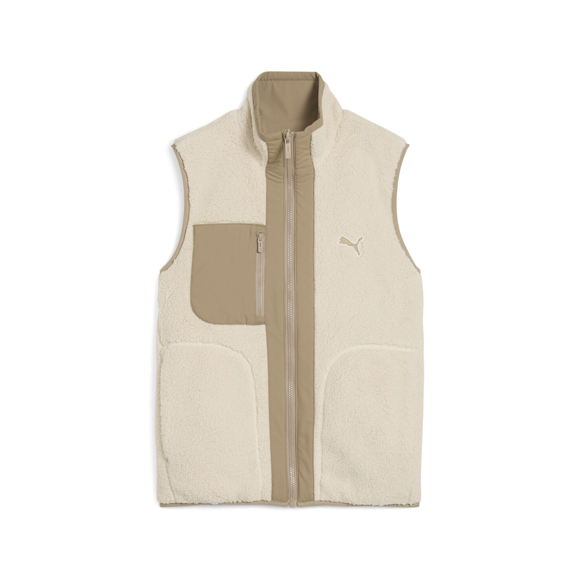 Puma - Gilet Hybride Réversible En Sherpa Femme Puma - Veste - Beige|blanc - Decathlon