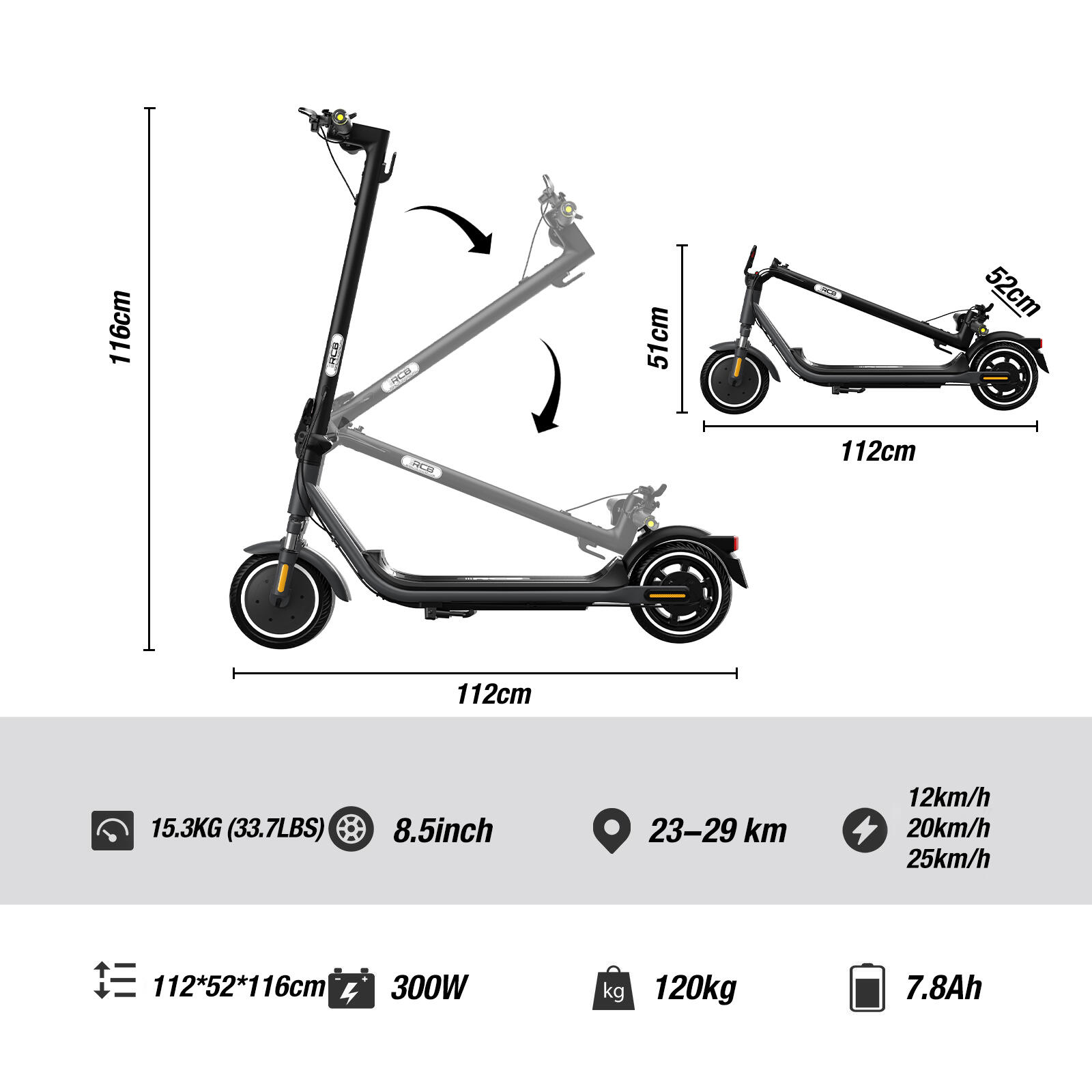 QmWheel E-Scooter - Elektrische Step Volwassenen & Kinderen - Snelheid 33 km/u