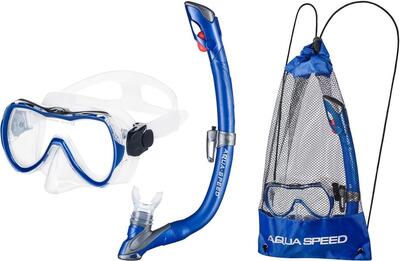 AQUA-SPEED Enzo Schnorchelset + Evo-Maske + Schnorchel + Tasche