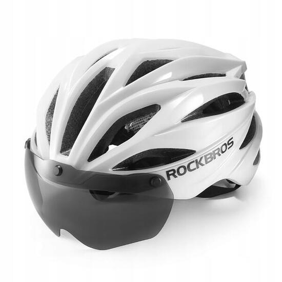 Casco da bicicletta Rockbros con visiera occhiali UV rimovibili