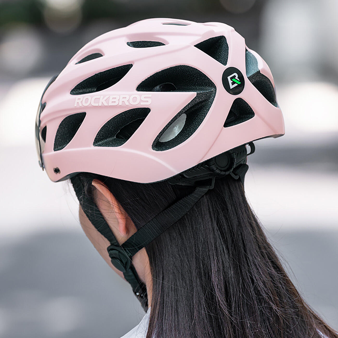 Casco da bicicletta Rockbros con visiera, occhiali UV rimovibili 7/7