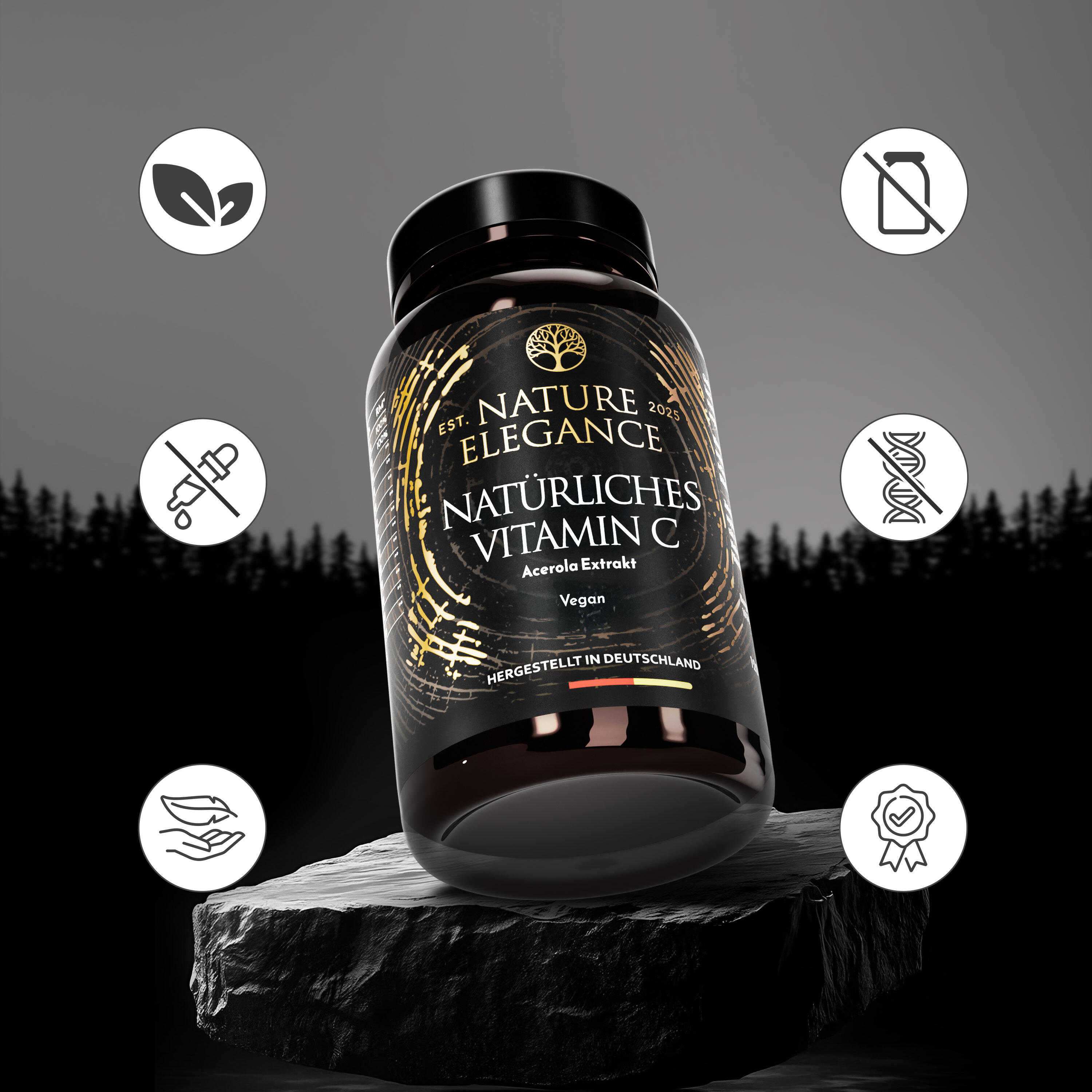 Reines Vitamin C aus Acerola – Hochdosiert, Vegan, 180 Kapseln, Made in Germany 3/7