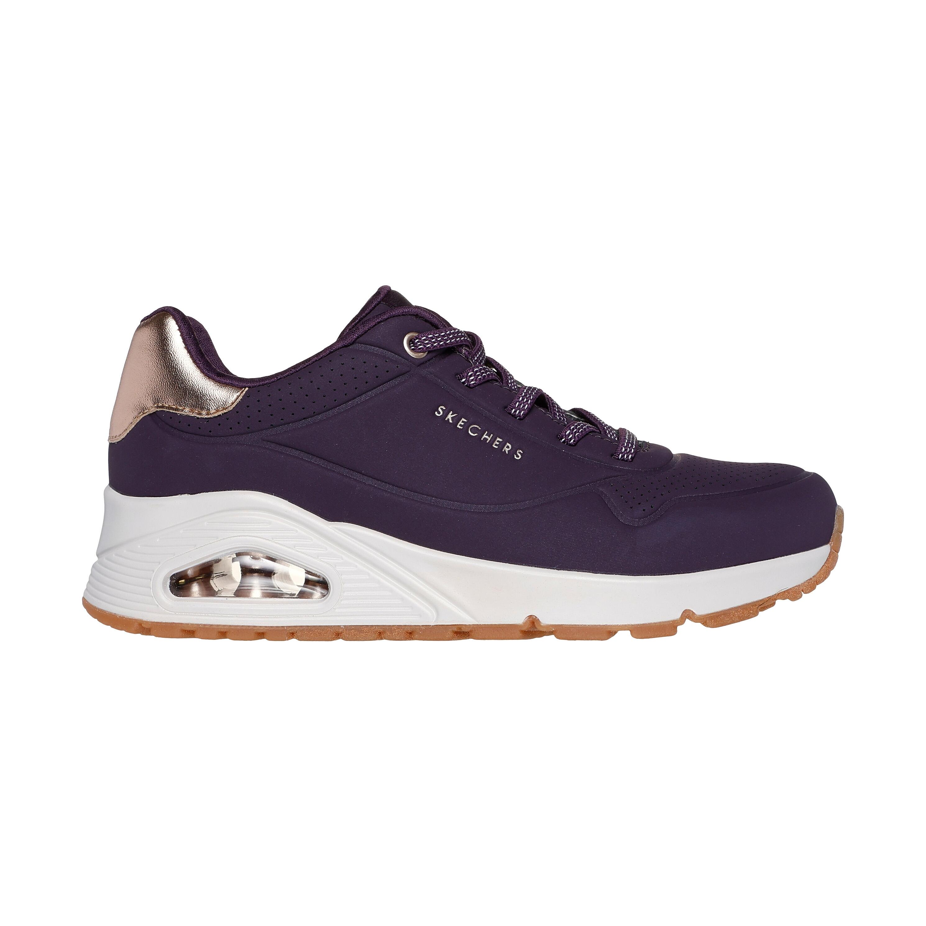 Y Elegante Turnschuh DAMEN Skechers Uno Air Shimmer Away LILA 2/7