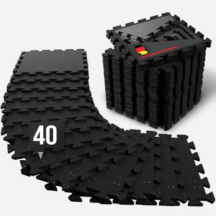 Bodenschutzmatte Fitness – Vollgummi-Bodenmatte – 40er-Set Puzzlematten