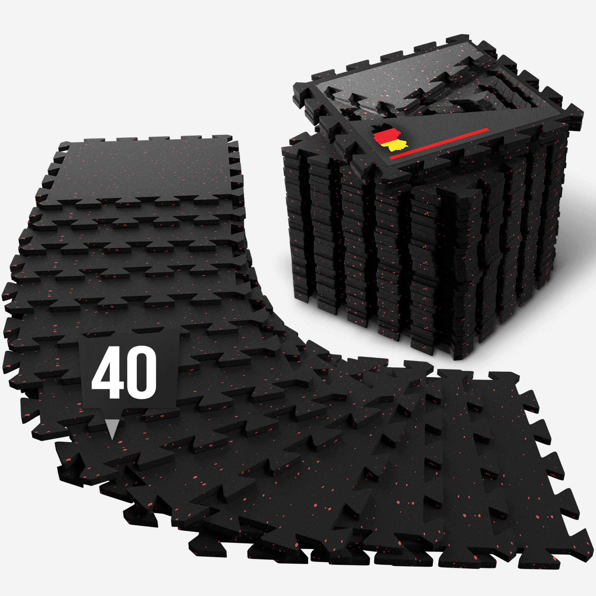 NEOLYMP Silná Gumová Podložka na Fitness – 40dílný Set Puzzle Dlaždic