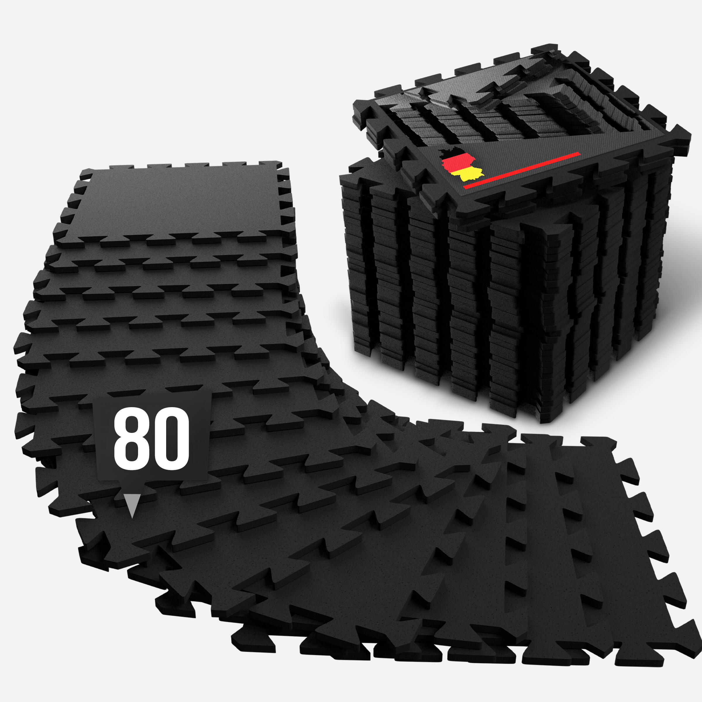 NEOLYMP Bodenschutzmatte Fitness - schwere Kautschuk-Bodenmatte - 80er Set Puzzlematte