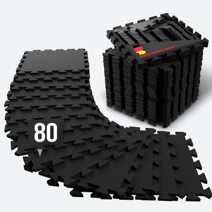 Bodenschutzmatte Fitness – Vollgummi-Bodenmatte – 80er-Set Puzzlematten