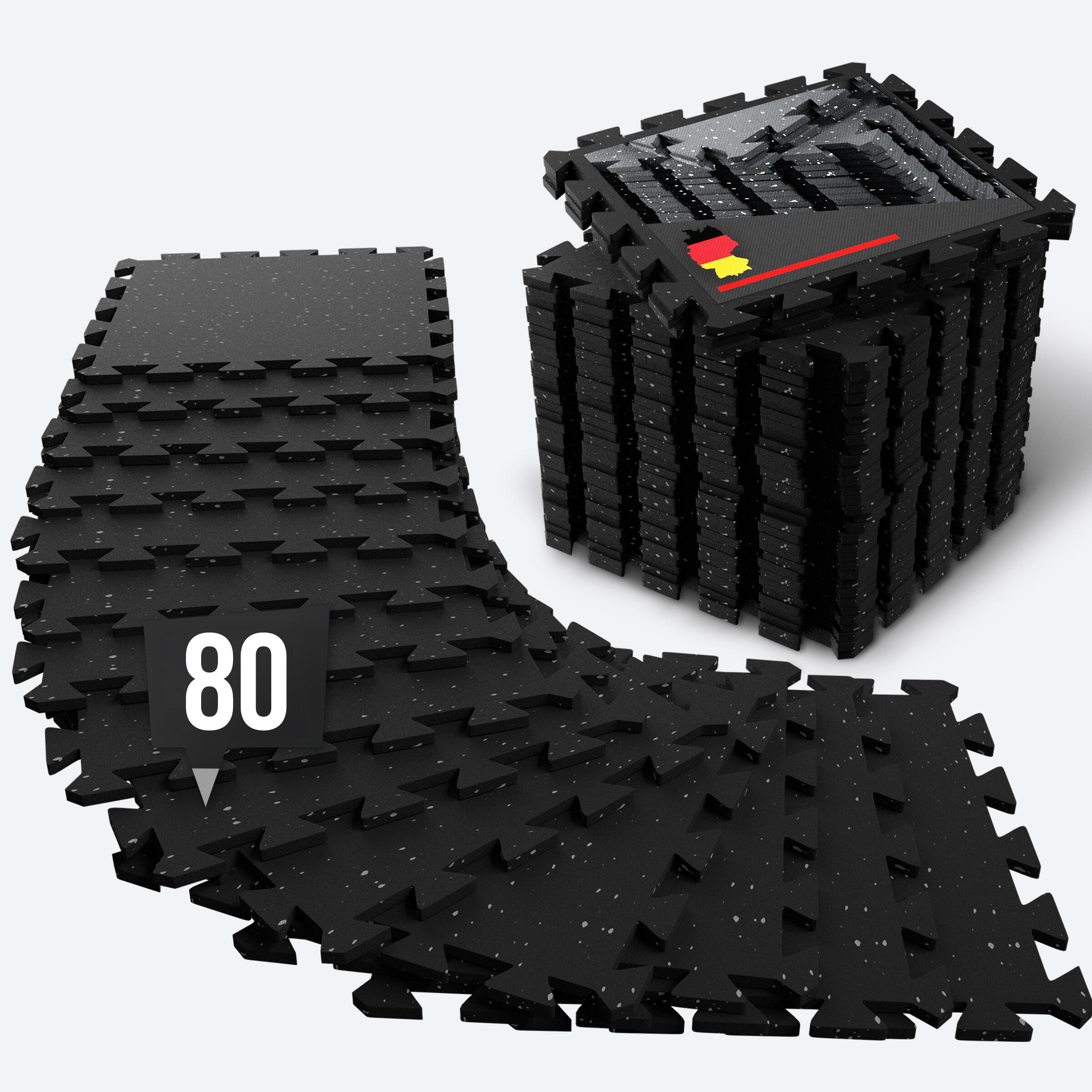 Neolymp - Tapis De Sol Fitness – Caoutchouc Épais – Set De 80 Dalles Emboîtables - Dalle - Blanc|noir - 80 - Decathlon