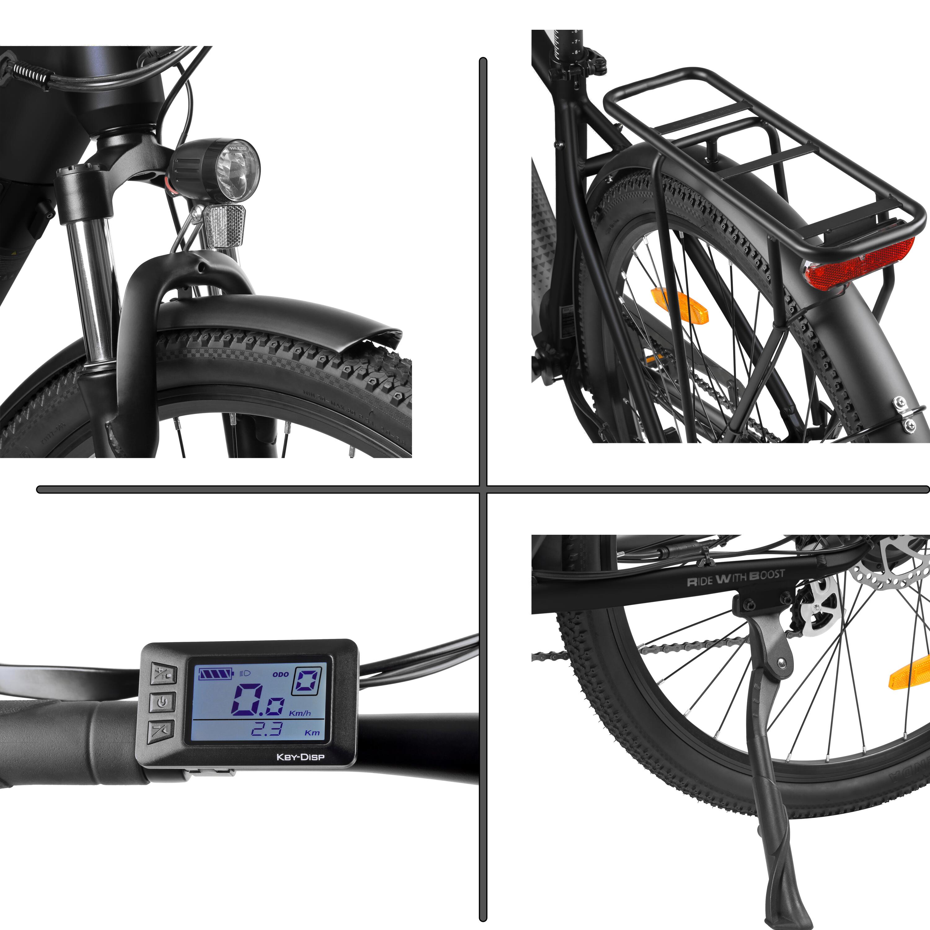 E-Bike Trekking & City 28 Zoll 90 km Reichweite, 36V Akku, 250W Motor, 7-Gang 3/8