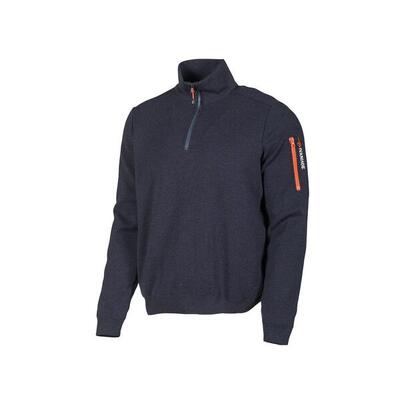 Strickjacke Hadar Half Zip Windbreaker Navy – feine Merinowolle – Blau