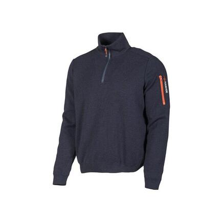 Strickjacke Hadar Half Zip Windbreaker Navy – feine Merinowolle – Blau