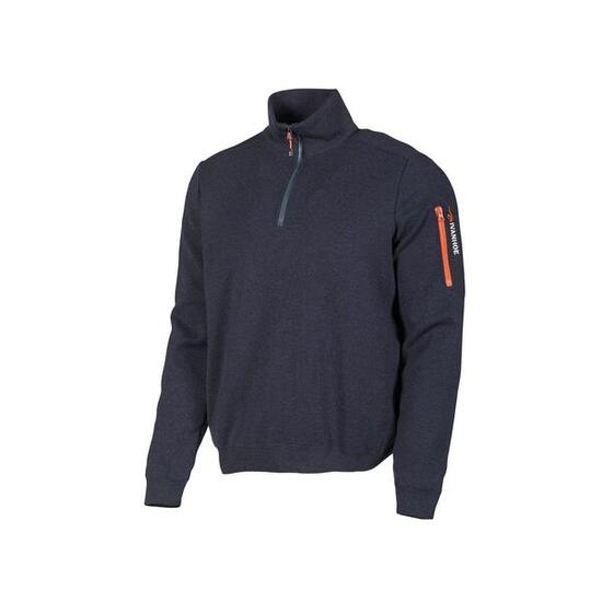 Strickjacke Hadar Half Zip Windbreaker Navy – feine Merinowolle – Blau