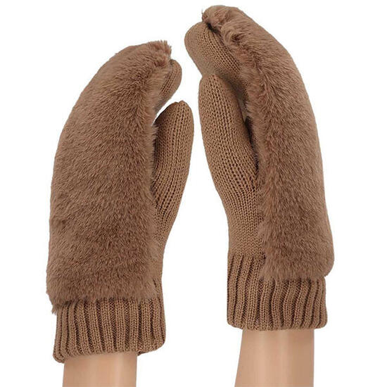 Damen-Teddyhandschuhe, Einheitsgröße, Taupe