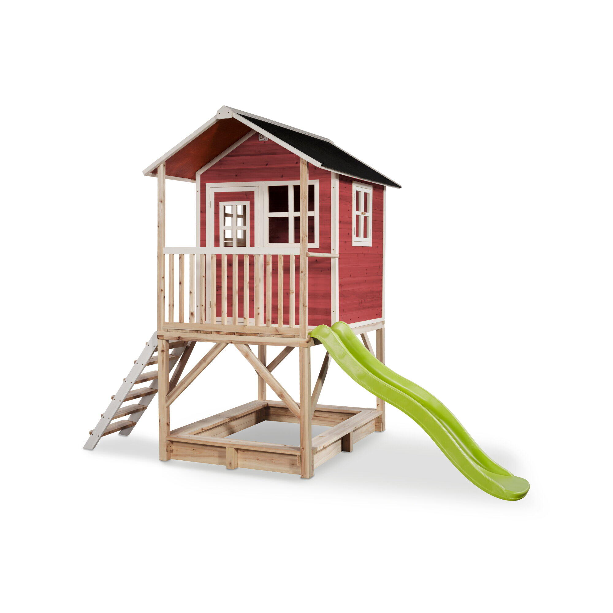 Exit Toys - Maisonnette En Bois Loft 500 - Aire De Jeu - Rouge - 330 Cm - Decathlon