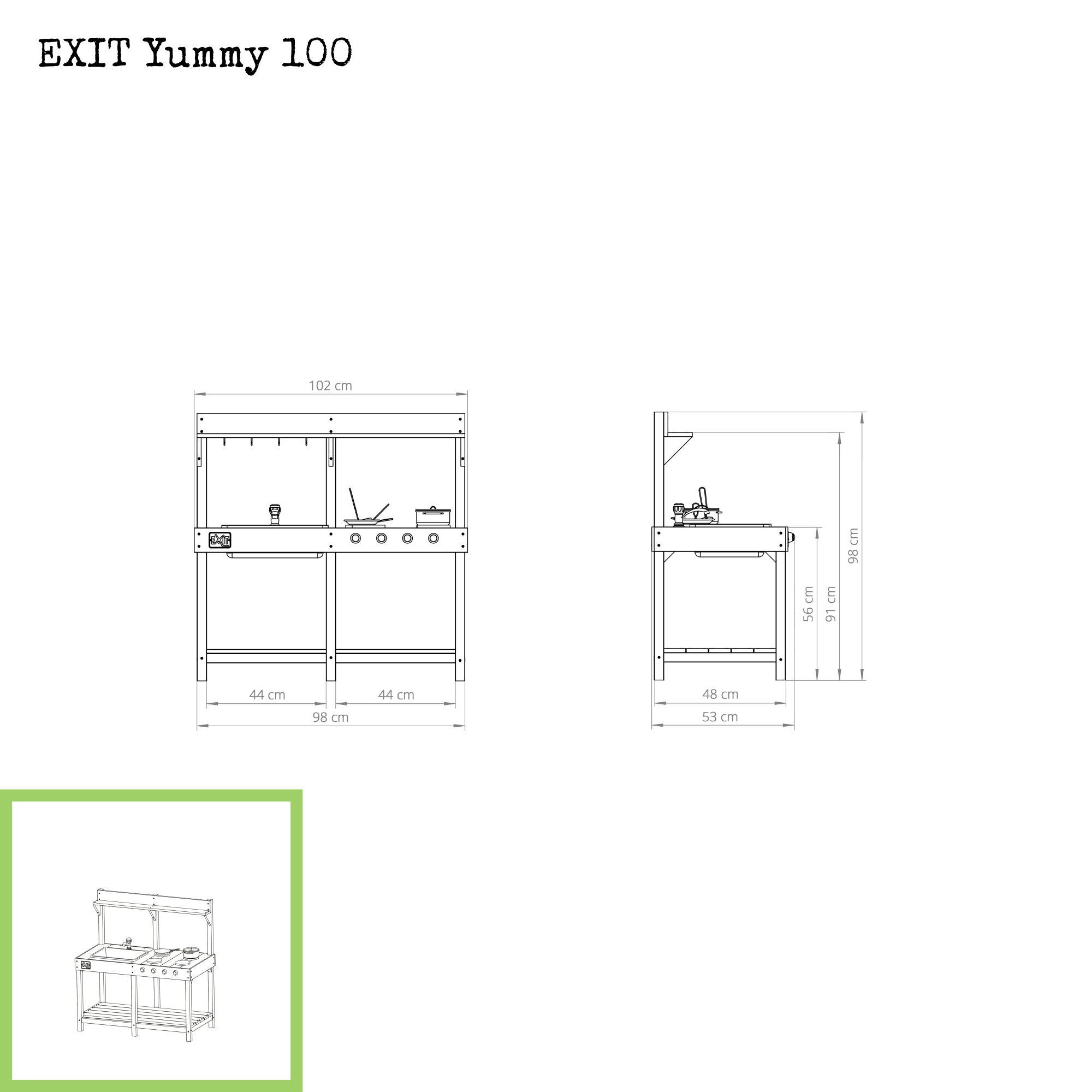 Cucina da esterno in legno EXIT Yummy 100 - naturale 4/7