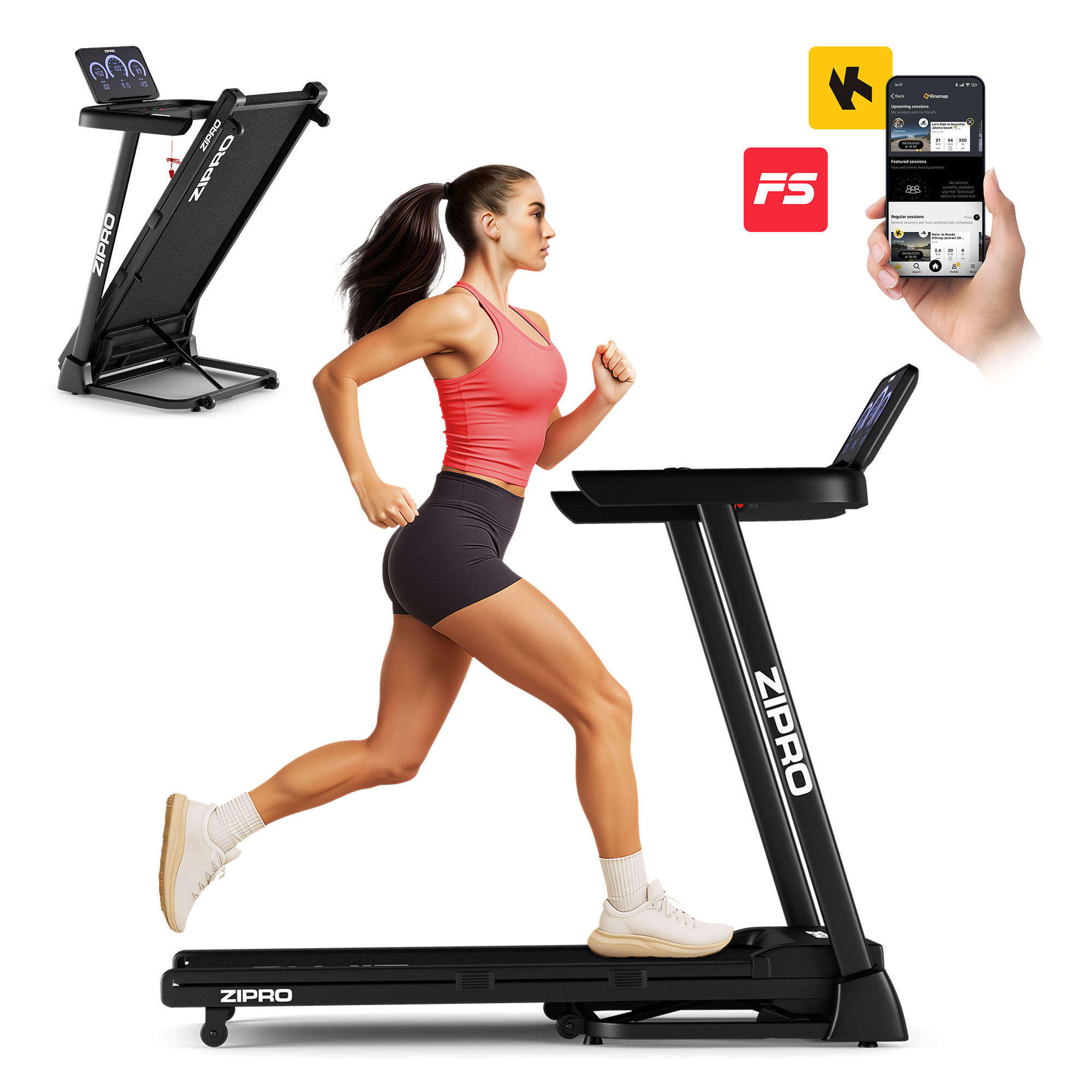 Passadeira de correr zipro luma 115 x 44 cm, 12 km/h kinomap e fitshow