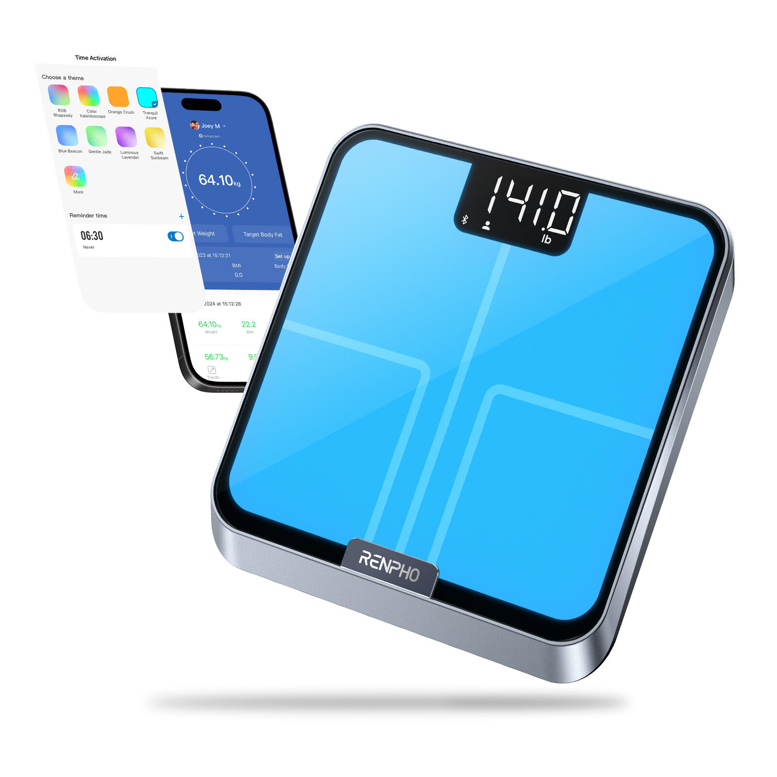 Renpho Bilancia Pesapersone Smart Bluetooth ELIS CHROMA Nero LED 2/7