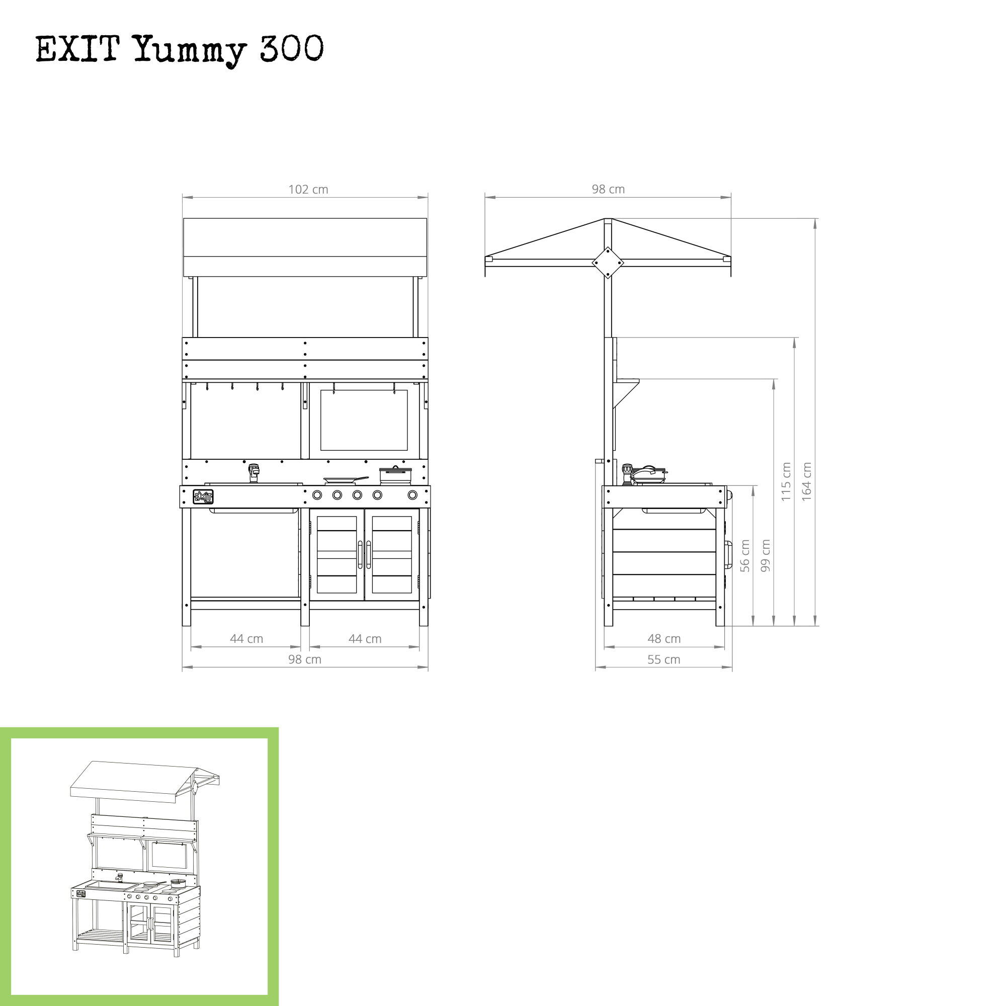 Cucina da esterno in legno EXIT Yummy 300 - naturale 4/7