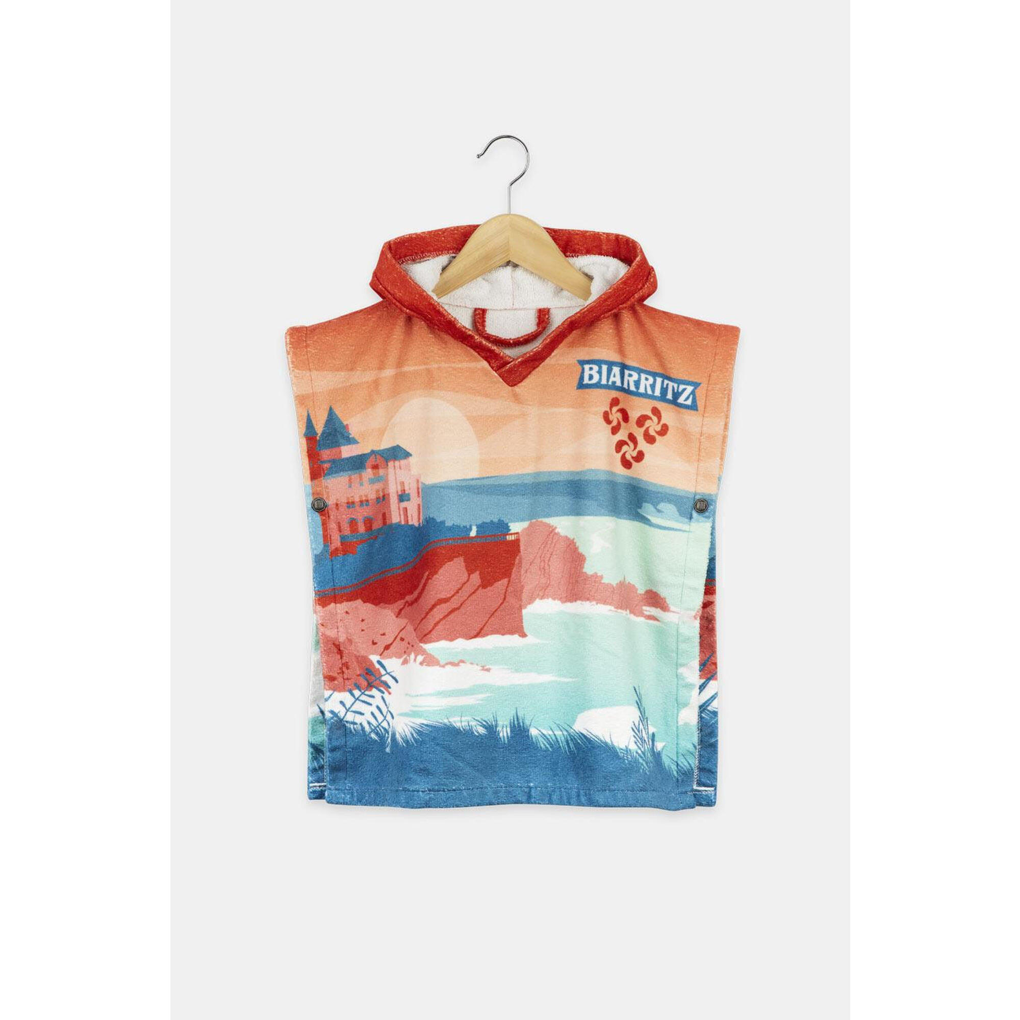 After Essentials - Poncho De Bain Avec Bouton Pression - Enfant (18 Mois - 4 Ans) - Teenie Biarritz - Serviette Poncho - Rouge - Taille Unique - Decathlon