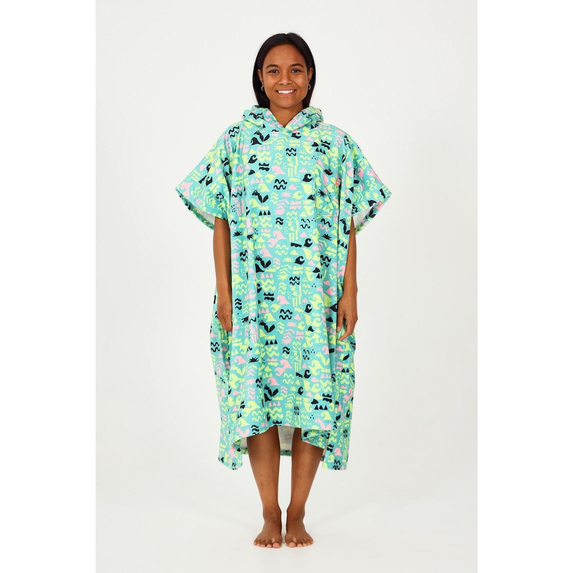 After Essentials - Poncho Surf Adulte - Stamps - Neptune - Serviette Poncho - Vert - Taille Unique - Decathlon