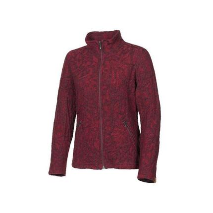Damen-Wolljacke mit Reißverschluss Tuva Jacquard Deep Red – Rot