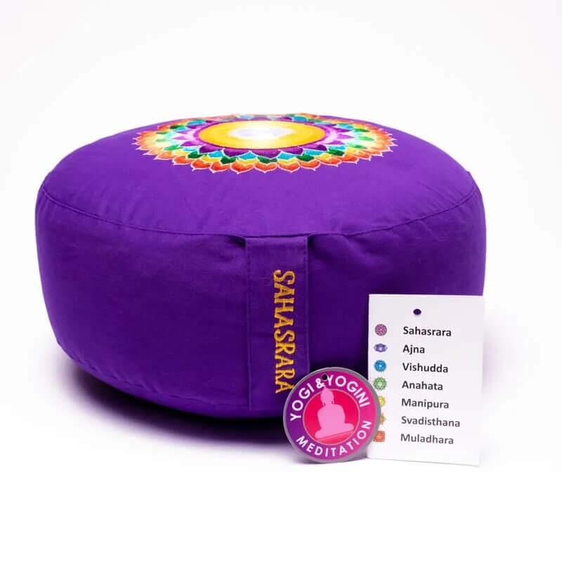 Meditatiekussen van biologisch katoen - Kroonchakra 3/4
