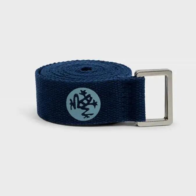 Памучна каишка за йога Manduka, сгъваема, 243 см - полунощ