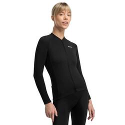 Maillot vélo thermique manches longues femme Cyclisme Core Ashland Noir