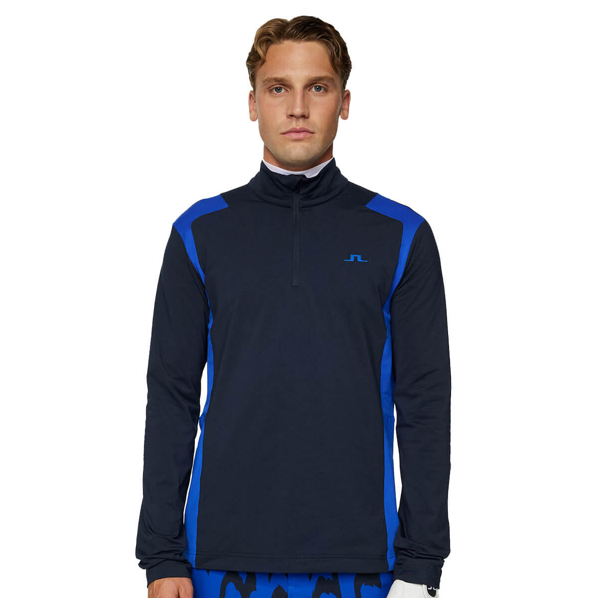 J.Lindeberg Mens Lukas Quarter Zip Mid Layer Sweater - Club Blue - M 6/7