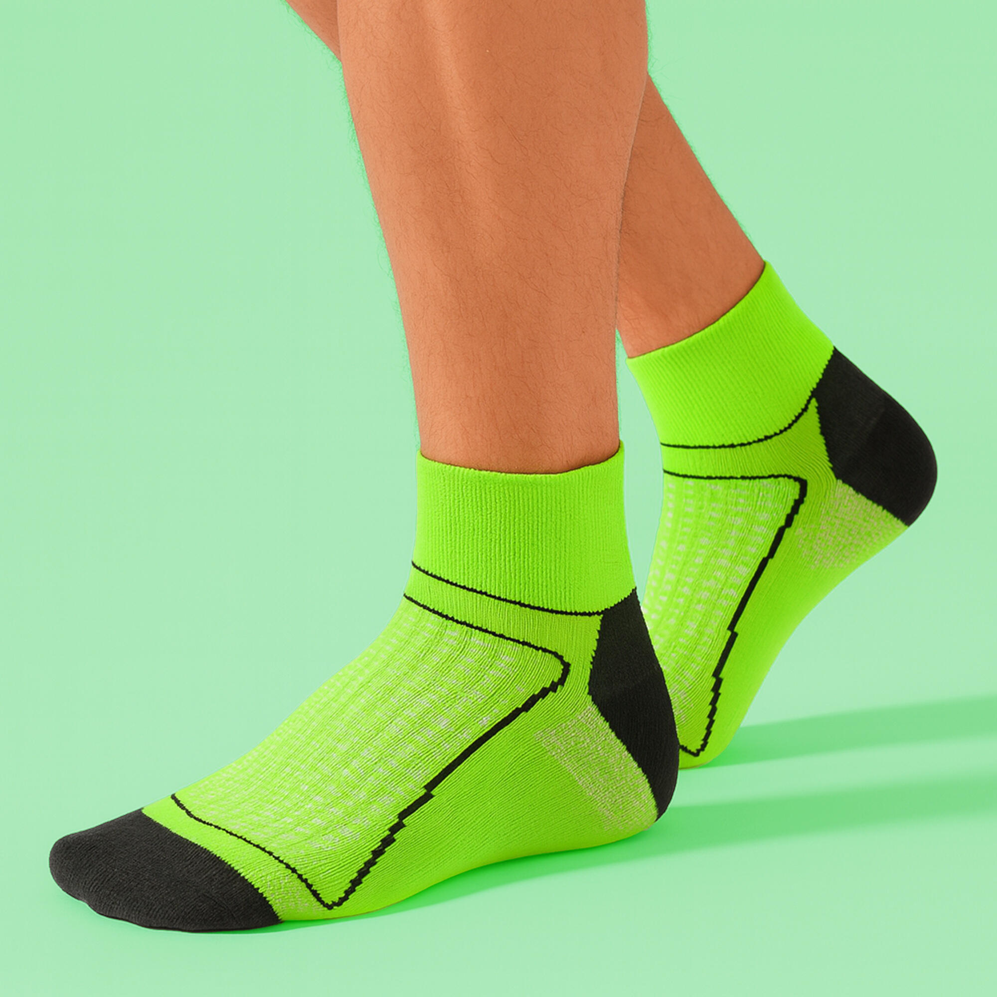 COMODO - Herren und Damen Atmungsaktiv Fahrradsocken Kurz mit Bunt Neon Farbe 3/4