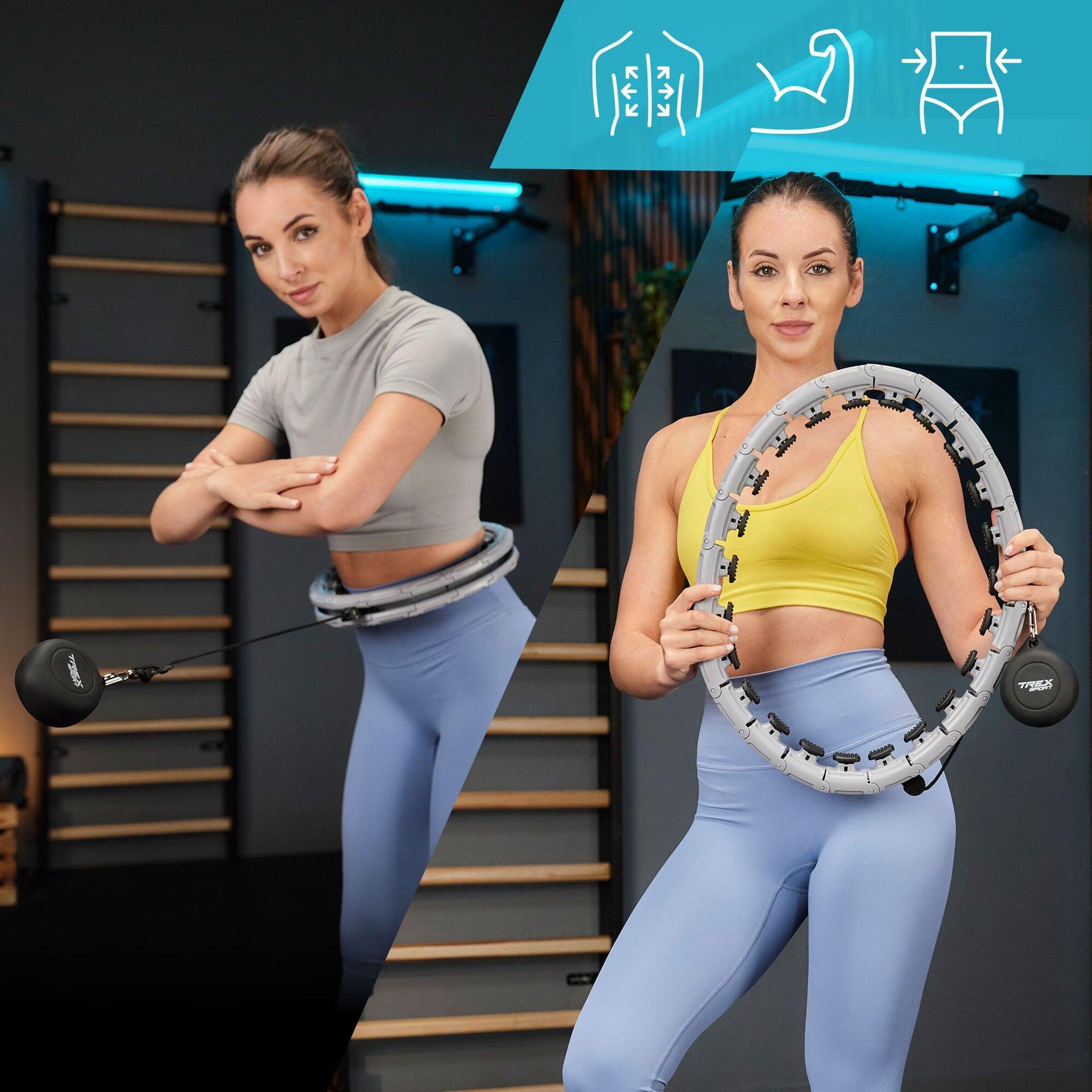Hula hop fitness z wypustkami do masażu Trex Sport obciążenie 400g szare