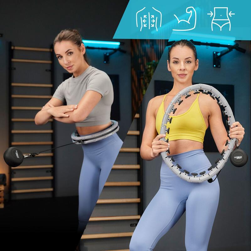 Hula hoop fitness cu masaj Trex Sport, 400g, gri