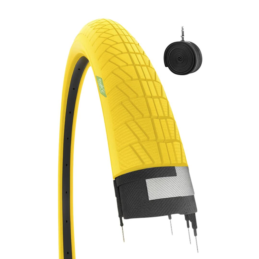 ECOVELO Copertone giallo 20X1.75 + camera, pneumatico 20 X 1.75 bici  graziella EV