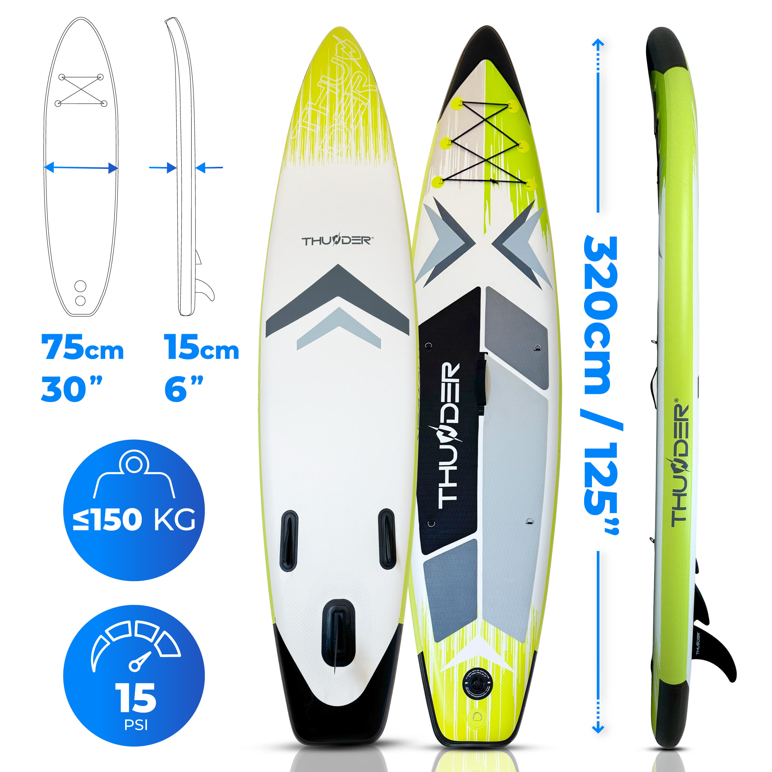 Aufblasbares SUP-Board mit Zubehör THUNDER VELA 320cm 2/8