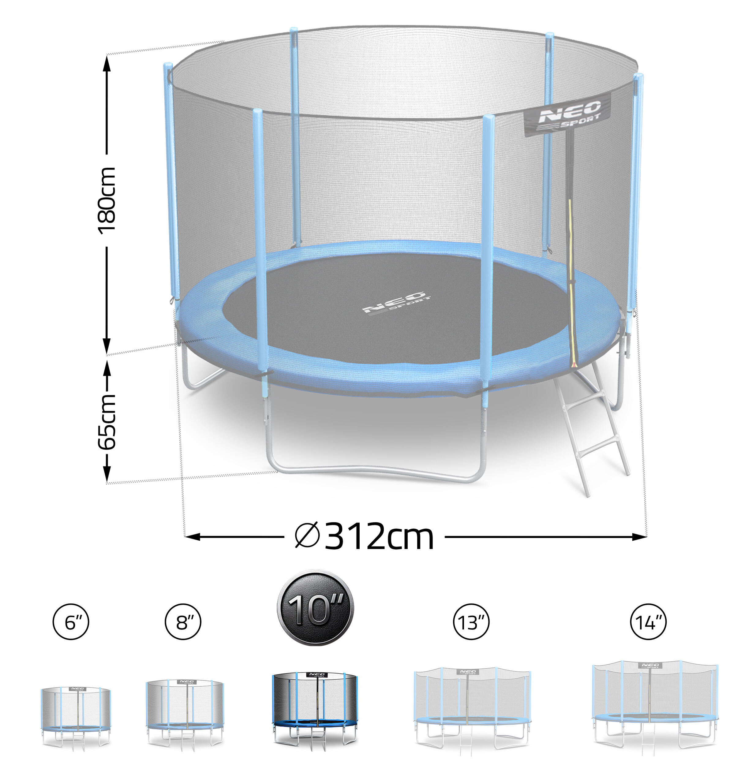 Trampolina ogrodowa Neo-Sport NS-10z181 z siatką zewnętrzną 10ft/312cm 5/7