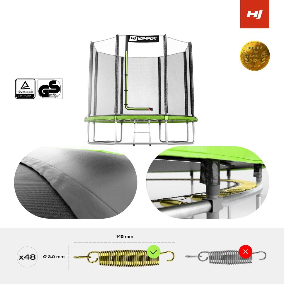 Trampolina 8ft (244cm) Hop-Sport HS-T08A z siatką zewnętrzną