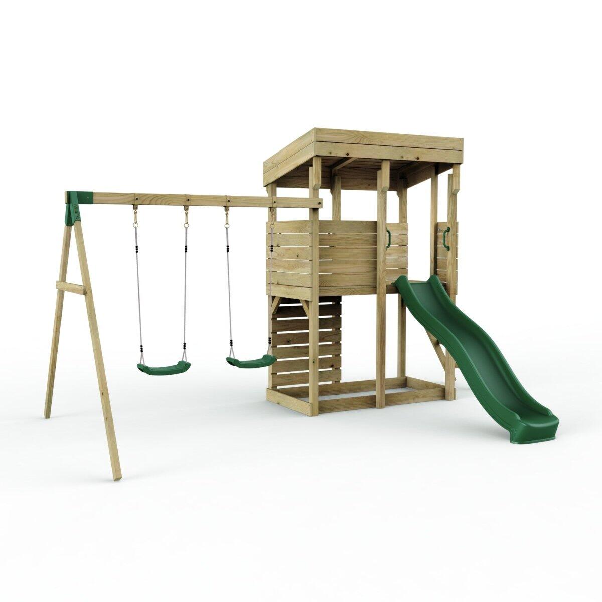 ClassicPlay Klettergerüst Giant mit Doppelschaukel und Rutsche in Dunkelgrün 5/7