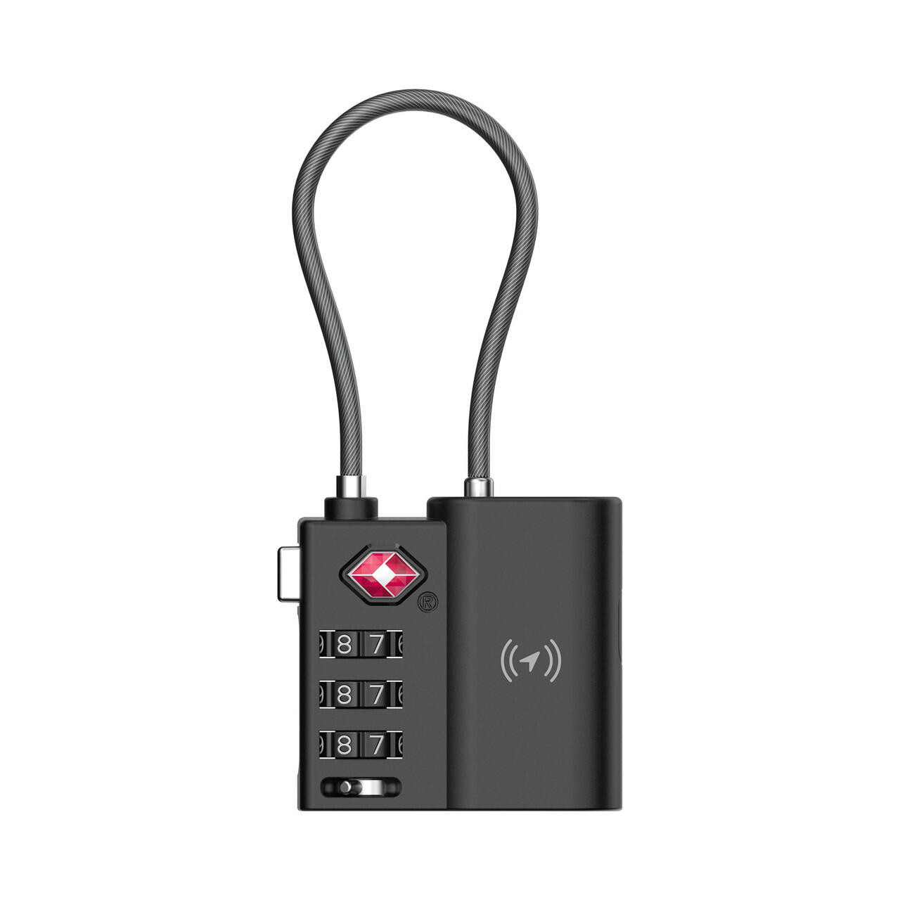 Laser TSA Lock Smart Tracker with Rechargeable Battery (Black)