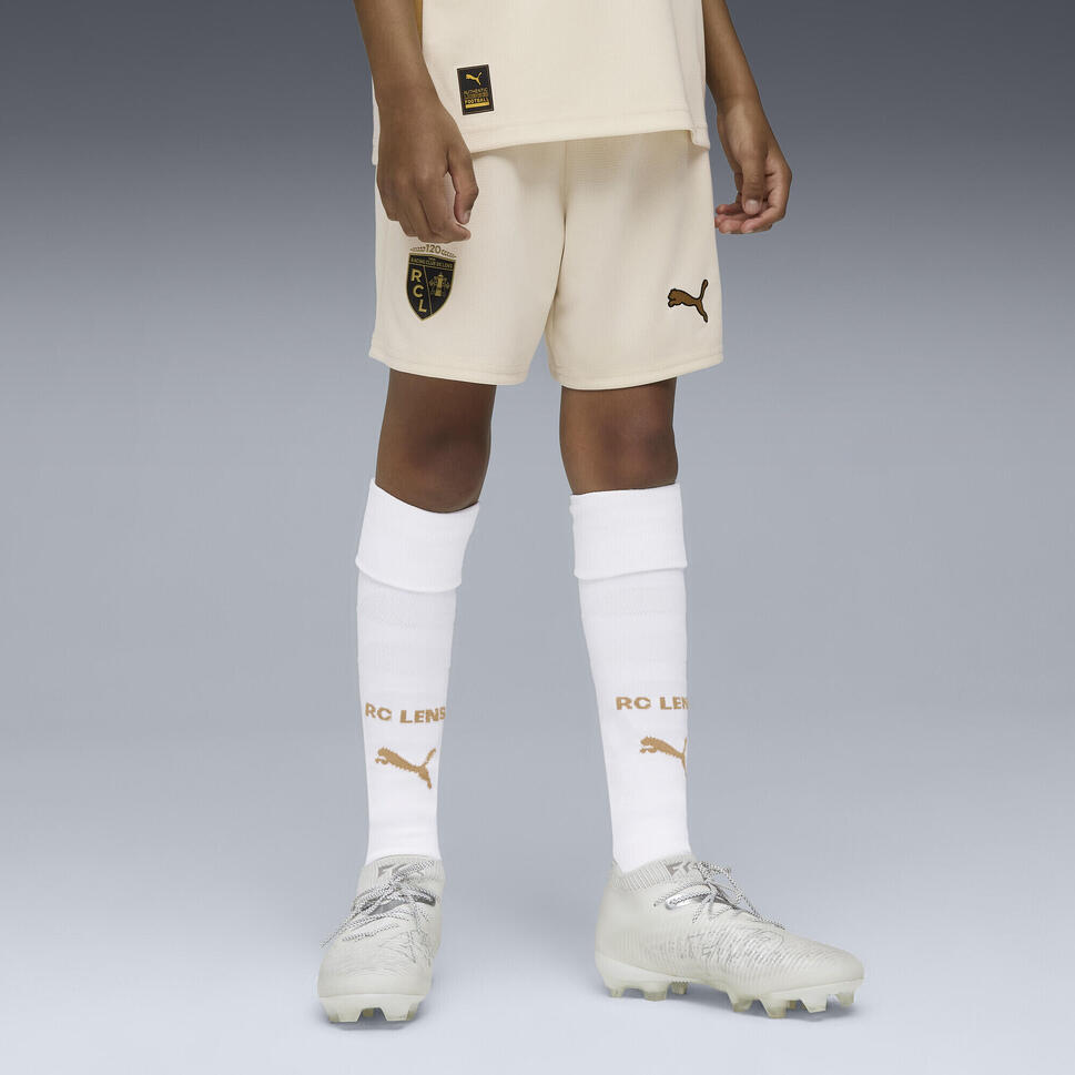 Młodzieżowe szorty RC Lens 25/26 PUMA Alpine Snow Matte Gold White Beige