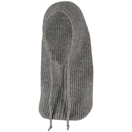 Damen-Strickjacke mit Balaclava-Kapuze, mittelgrau