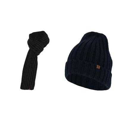 Écharpe et bonnet en grosse maille pour homme, taille unique