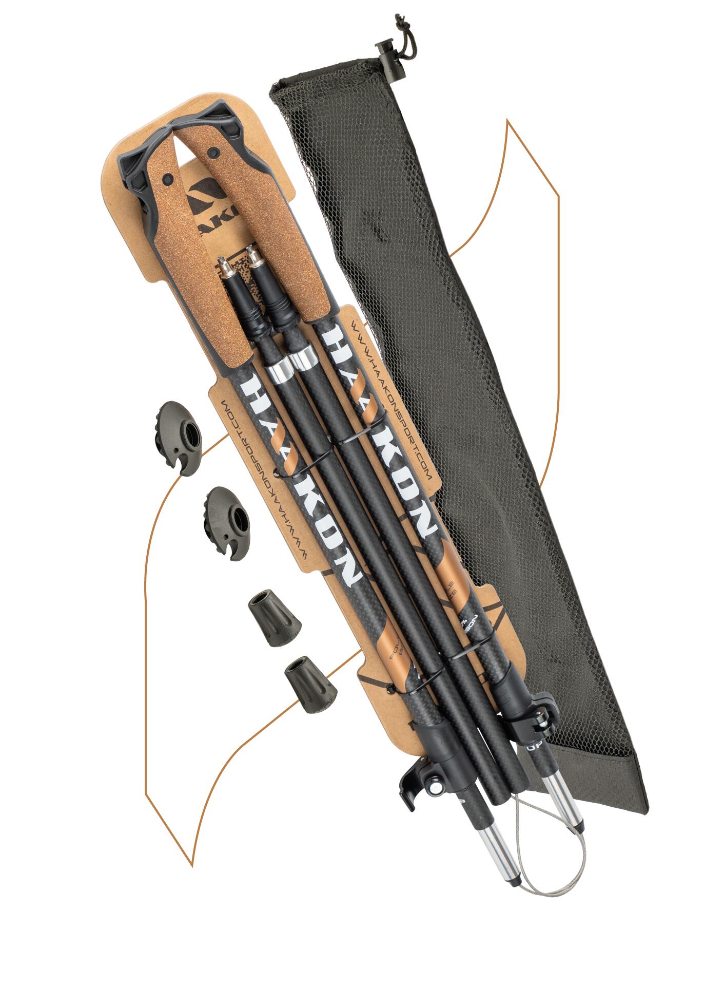 Opvouwbare en telescopische Nordic walking stokken Bronze 1/7