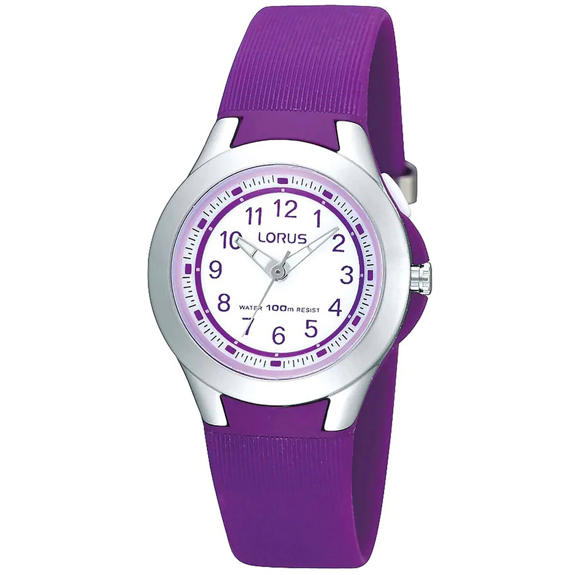 Lorus Sports montre femme 28 mm argent-gris cadran blanc bracelet violet 1/1