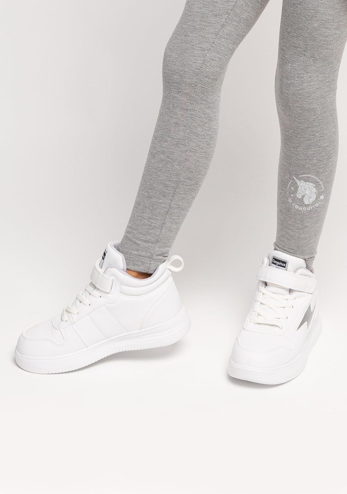 Leggings de Niña de Algodón en Gris 3/4