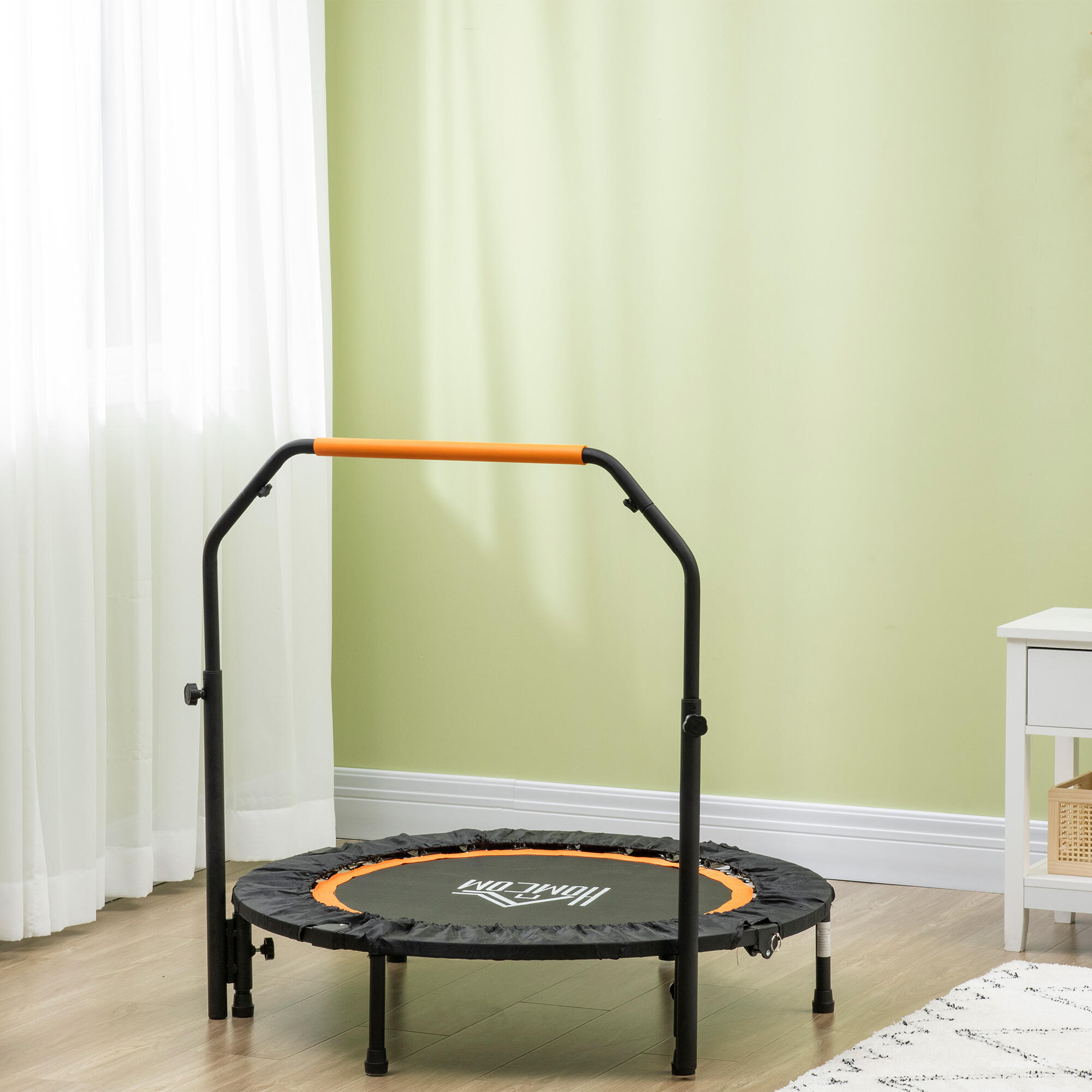 Trampolim fitness ø102x99-123 cm preto e laranja HOMCOM 2/5